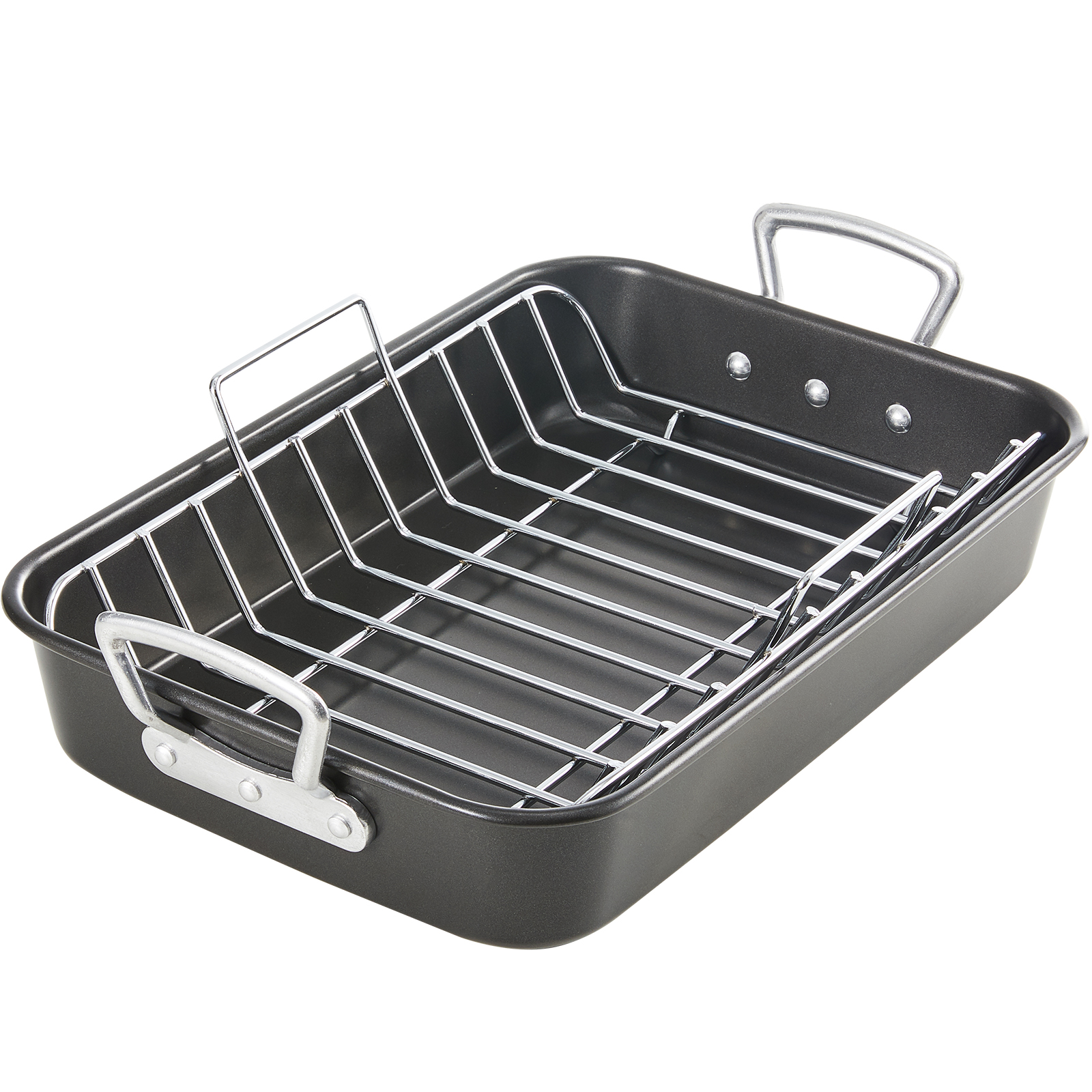 Mainstays Nonstick Roasting Pan with Nonstick Roasting Rack, Copper