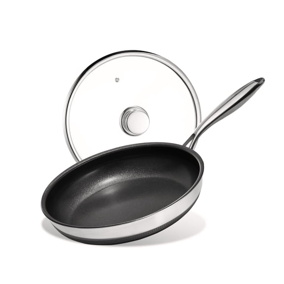 KITEXPERT Non Stick Frying Pans with Lid, 8" Titanium Ceramic Pan Nonstick Stainless Steel Skillet, Quick-Cool Handle, Dishwasher & Oven Safe, Compatible with All Cooktops