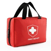 KITGO 220 Piece First Aid Kit, Premium Compact Trauma Medical Kits for Any Emergencies, Ideal for Home, Office, Car, Travel, Outdoor, Camping, Hiking, Boating (Red)