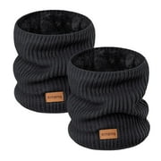 BUTKLNYTS 2-Pack Knitted Neck Warmer ，Knitting Fleece Scarf Gaiter Mask ski, Fleece Lined Winter Scarves for Men & Women