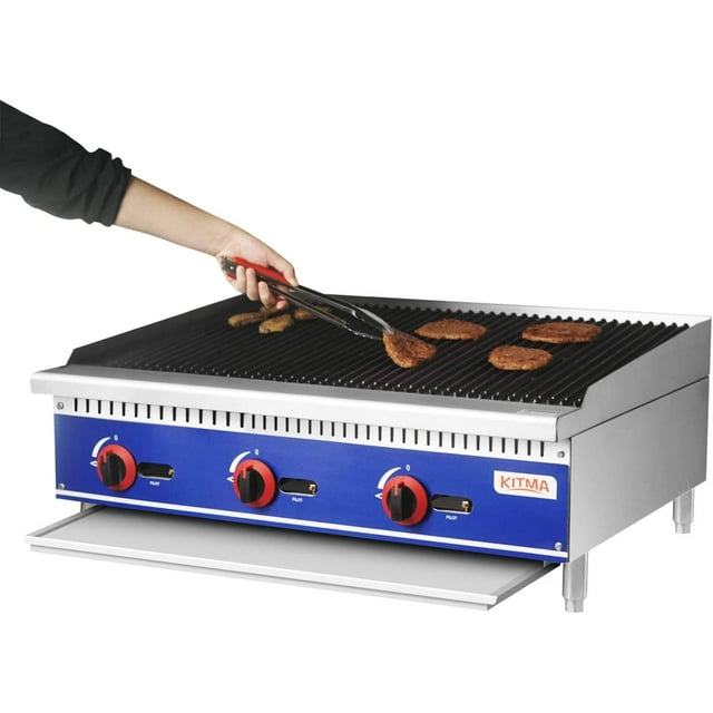 KITMA Commercial Countertop Radiant CharBroiler - 36 Inches Natural Gas Char Broiler with Grill for Barbecue, 105,000 BTU per Hour