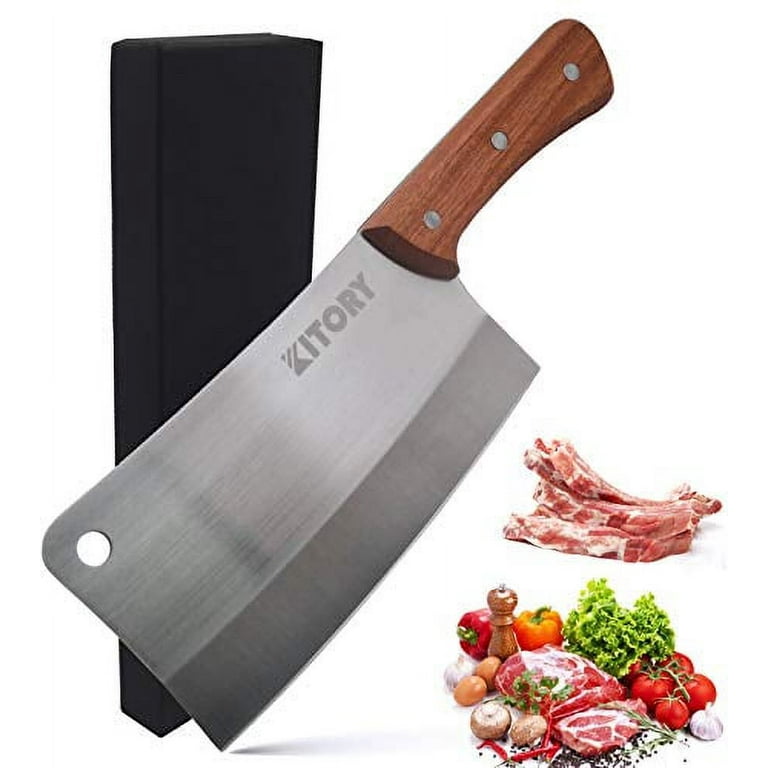 Topfeel 2 pcs Meat Cleaver & Heavy Duty Bone Chopper Knife Set, Hand Forged  German High Carbon Stainless Steel Butcher Knife for Home Kitchen 