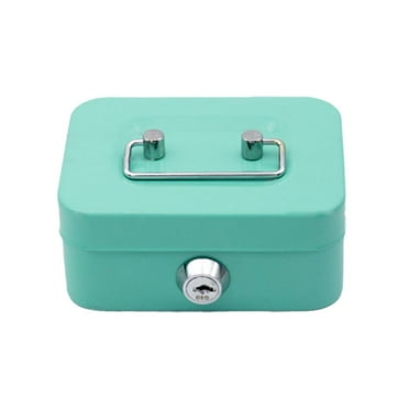 KITPIPIVOPPV Cash Box with Key Lock,Small Portable Safe Metal Money Box with Key Lock,Single Layer Money Organizer for Cash,Gift Ideas for Christmas Kids Adults,Security Lock Safe Box