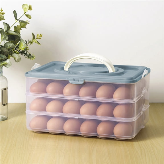 KITTEHIGM 3-Layer 72-Capacity Egg Holder – Refrigerator Storage Bin with Lid and Handle, Clear Stackable Eggs Tray, Large Fridge Organizer for Fresh Eggs