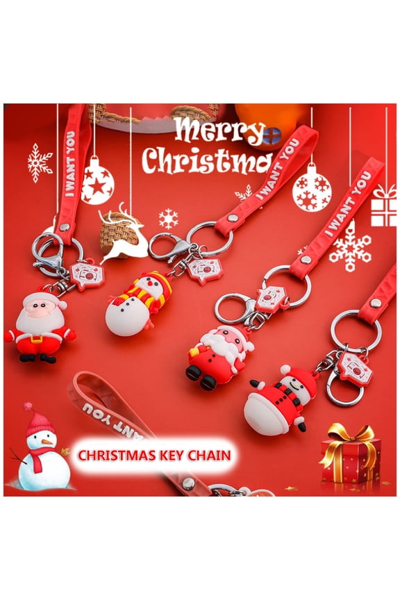 Backpack Decorative Christmas Santa Claus Keychain for Car Key Student Schoolbag Accessory Pendant Durable Metal Key Ring Cute Gift for Kids Adults Holiday Party Favor