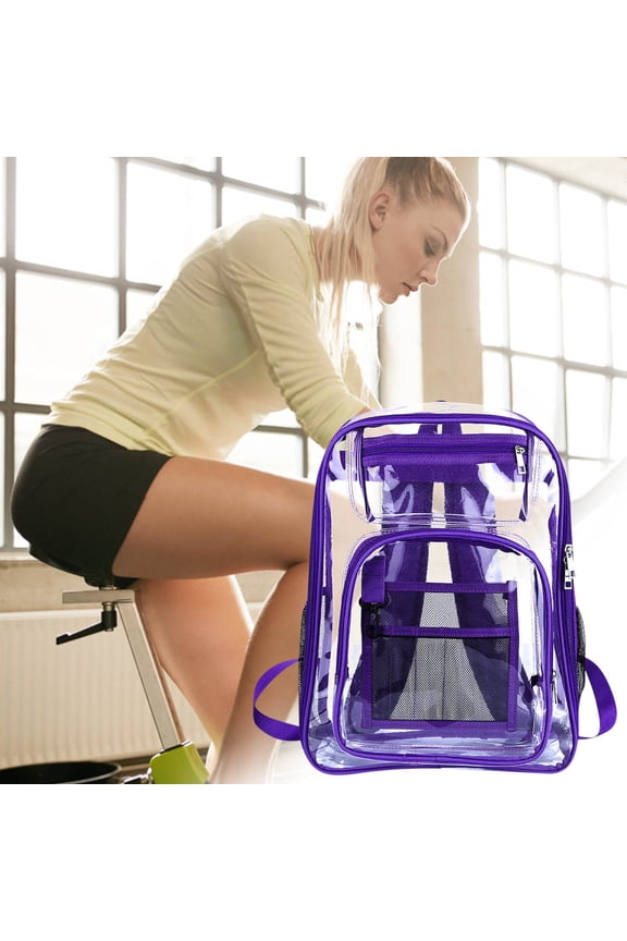 Backpack Heavy Duty Clear Backpack with Large Laptop Compartment Plastic Bookbag for School Stadium Security Sporting Events Waterproof Durable