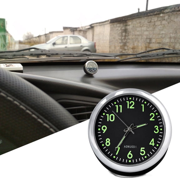 KITTEHIGM Clock Mini Car Fluorescent Quartz Clock Glow Dial Pocket-Size Travel Timepiece for Car Dashboard Air Vent or Desk Small Analog Clock Easy-to-Read Night Display