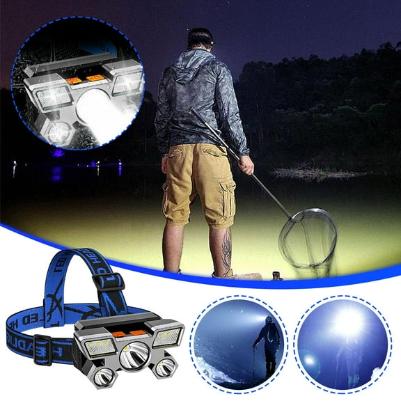 KITTEHIGM Flashlight Olight Five Headlights Strong Light Super Bright Rechargeable Fishing Light Long Shot Head Mounted LED Miners Lamp Flashlight for Outdoor Night Use