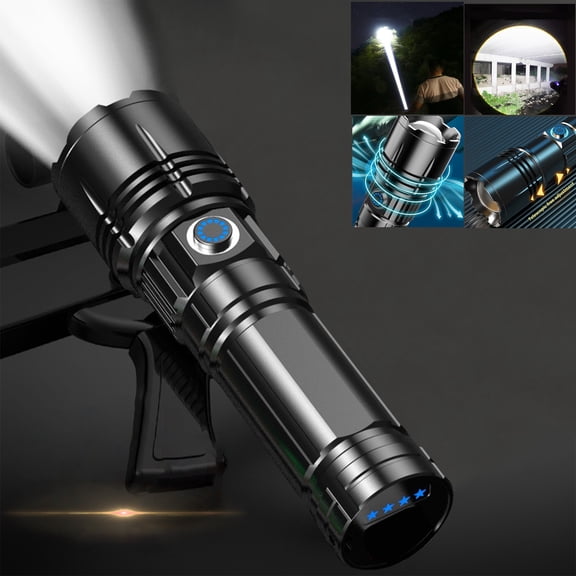 KITTEHIGM Flashlight Olight High Brightness Lamp Core Telescopic Zoom Rechargeable Flashlight Long Lasting Battery Display Five Level Waterproof Portable Searchlight