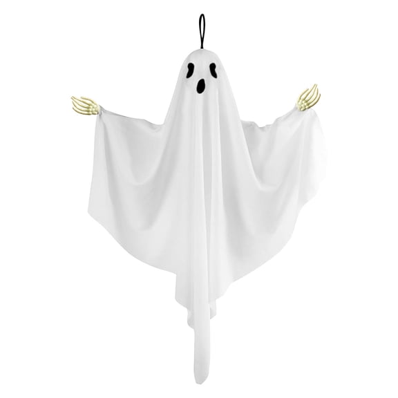 KITTEHIGM Halloween Ghost Hanging Ornament with Hand Bones Cute and Scary Expressions for Halloween Party Door Window Ceiling and Indoor Decoration Display