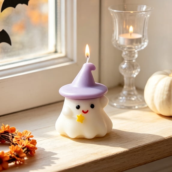 KITTEHIGM Halloween Ghost Scented Soy Wax Candle White Spooky Decor, Perfect for Party Table Centerpiece Thanksgiving Fall