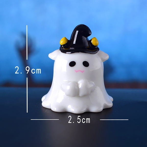 KITTEHIGM Halloween Small Animals Moss Ornaments Cute Silly Ghost Pig Figurines for Garden Tabletop Shelf and Spooky Home Accent