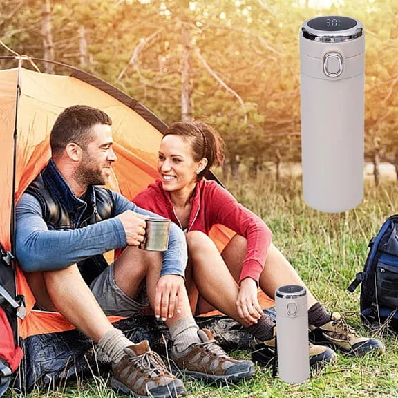 KITTEHIGM Hydro Insulated Water Bottle Double Layer Vacuum Stainless Steel Insulated Cup with Bouncing Lid Intelligent Temperature Display Pea Cup for Business Travel