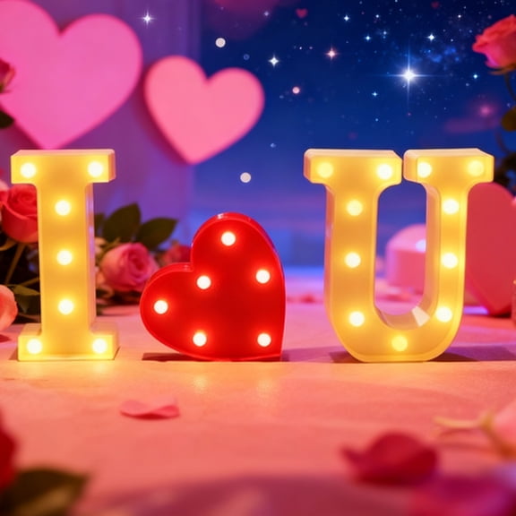 KITTEHIGM I Love You Illuminated Letter Lights, LED Gift for Anniversaries and Valentines Day, Romantic Night Light, Decorative Room Accent for Loved One