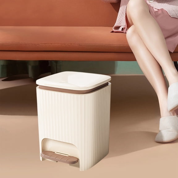 KITTEHIGM Kitchen Trash Can Step-On Trash Can with Lid Large Capacity Drum Wastebasket for Kitchen Living Room Bedroom Bathroom Toilet Home Use Mute Foot Pedal Design