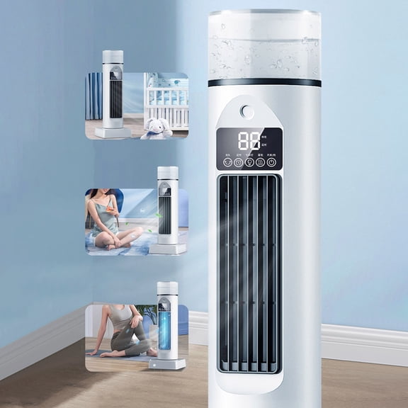 KITTEHIGM Kteli Oscillating Bladeless Tower Fan, Desk Table Fan with Six Wind Modes, 120° Quiet Oscillation and Humidification, Compact Modern Design for Bedroom