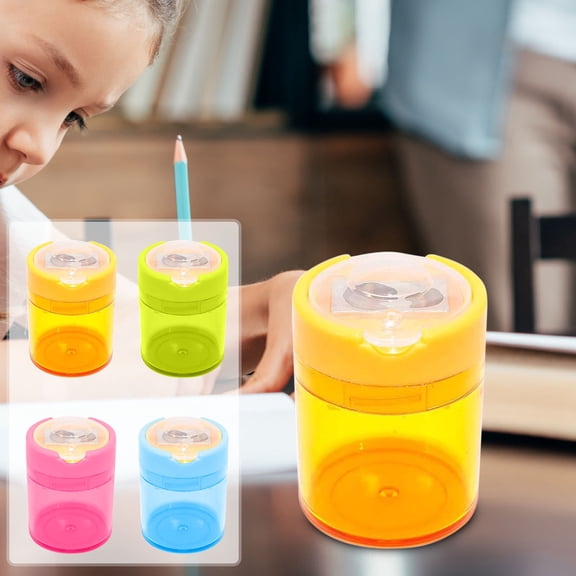 KITTEHIGM Pencil Sharpeners 4 Pack with Lid Small Hole Manual for Classroom Home Office, Colored Handheld Sharpener for Standard Pencils