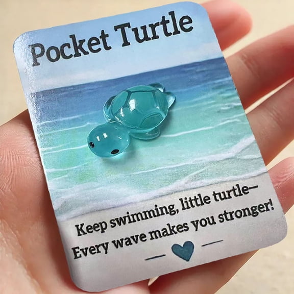 KITTEHIGM Pocket Turtle Mini Resin Keepsake, Cute Pocket Gift with Positive Encouragement Card, Inspirational Token for Friends, Birthday, Thanksgiving, Anniversary, Thoughtful Gift