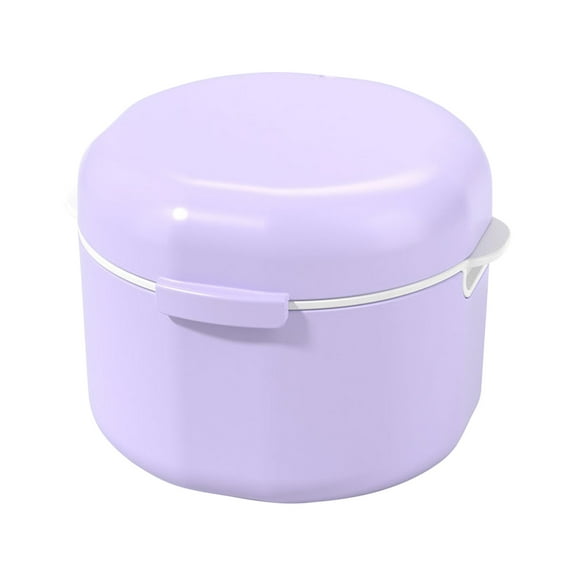 KITTEHIGM Portable Sleeve Storage Box Double Layer with Cover Hollow Drainage Denture Cleaning Box Tool Organizer