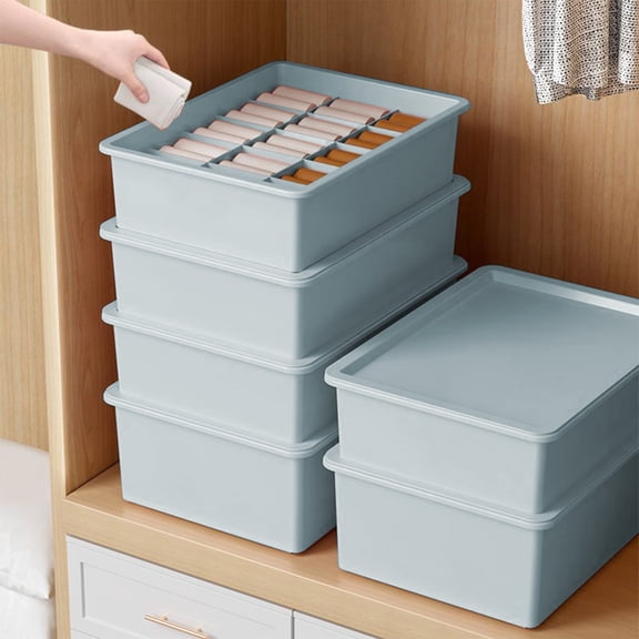 KITTEHIGM Premium Lidded Underwear Organizer Space Efficient Compartmental Storage Box for Panties Stackable Home Drawer Solution Keeps Closet Tidy and Maximizes Bedroom Storage
