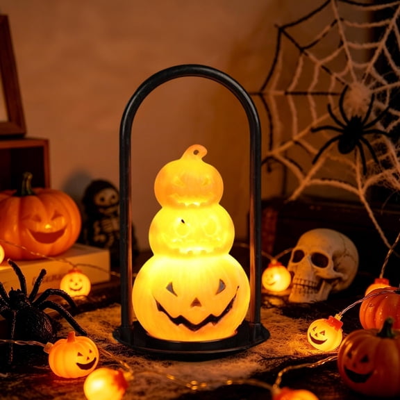 KITTEHIGM Pumpkin Electronic Candle Light Party Atmosphere Decoration Ornament for Halloween Fall Home Table Centerpiece LED Flameless Glow