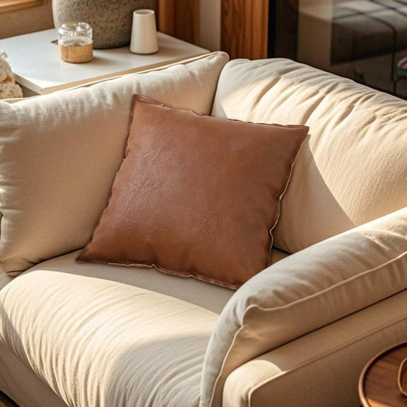 KITTEHIGM Quick Detachable Deformable Leather Cushion with Matching Storage Pouch, Space Saving Lazy Pillow for Tidy Small Apartment Household Storage and Daily Relaxation