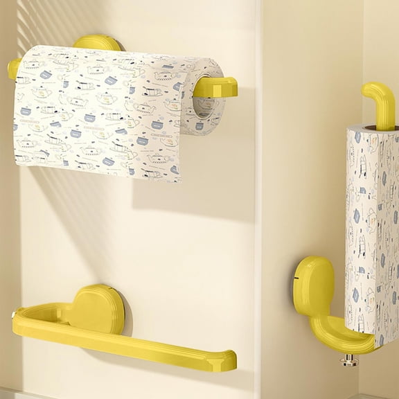 KITTEHIGM Suction Paper Towel Rack No Drill Under Cabinet Roll Holder Wall Mount Hanging Bar for Kitchen Wrap Foil Storage and Organization