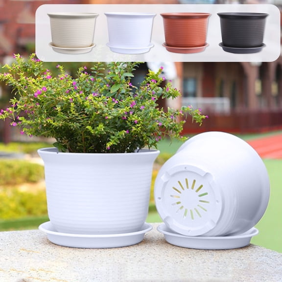 KITTEHIGM Thickened Flower Pot with Tray  Indoor Outdoor Garden Botanicaler, Home Decoration Pot for Botanicals, Durable Design, Water Collection Tray Included