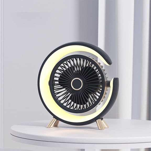 KITTEHIGM Ventilador Desktop Circulation Fan with LED Ambient Light 60° Tilt USB Rechargeable Aromatherapy 3 Speeds Quiet Personal Air Circulator for Home Office