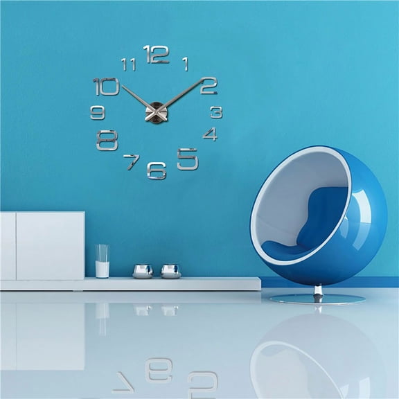KITTEHIGM Wall Clock Digital DIY Wall Clock Mirror Finish Frameless Wall Sticker Clock Kit for Home Decoration Living Room Bedroom Office Decor Silent Movement Easy Install