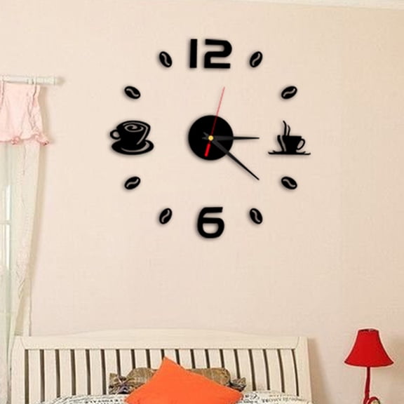 KITTEHIGM Wall Clock Fashion Acrylic DIY Self-Adhesive Wall Clock Modern Interior Wall Decoration Frameless Wall Sticker Clock Kit for Bedroom Living Room Office Silent Quartz