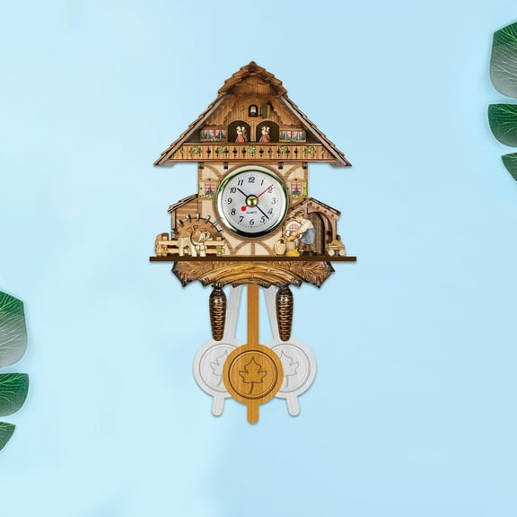 KITTEHIGM Wall Clock Wall Clock Wooden Retro Timepiece with Chime Alarm Silent Quartz Movement Decorative Wall-Mount Clock for Living Room Kitchen Entryway Classic Decor