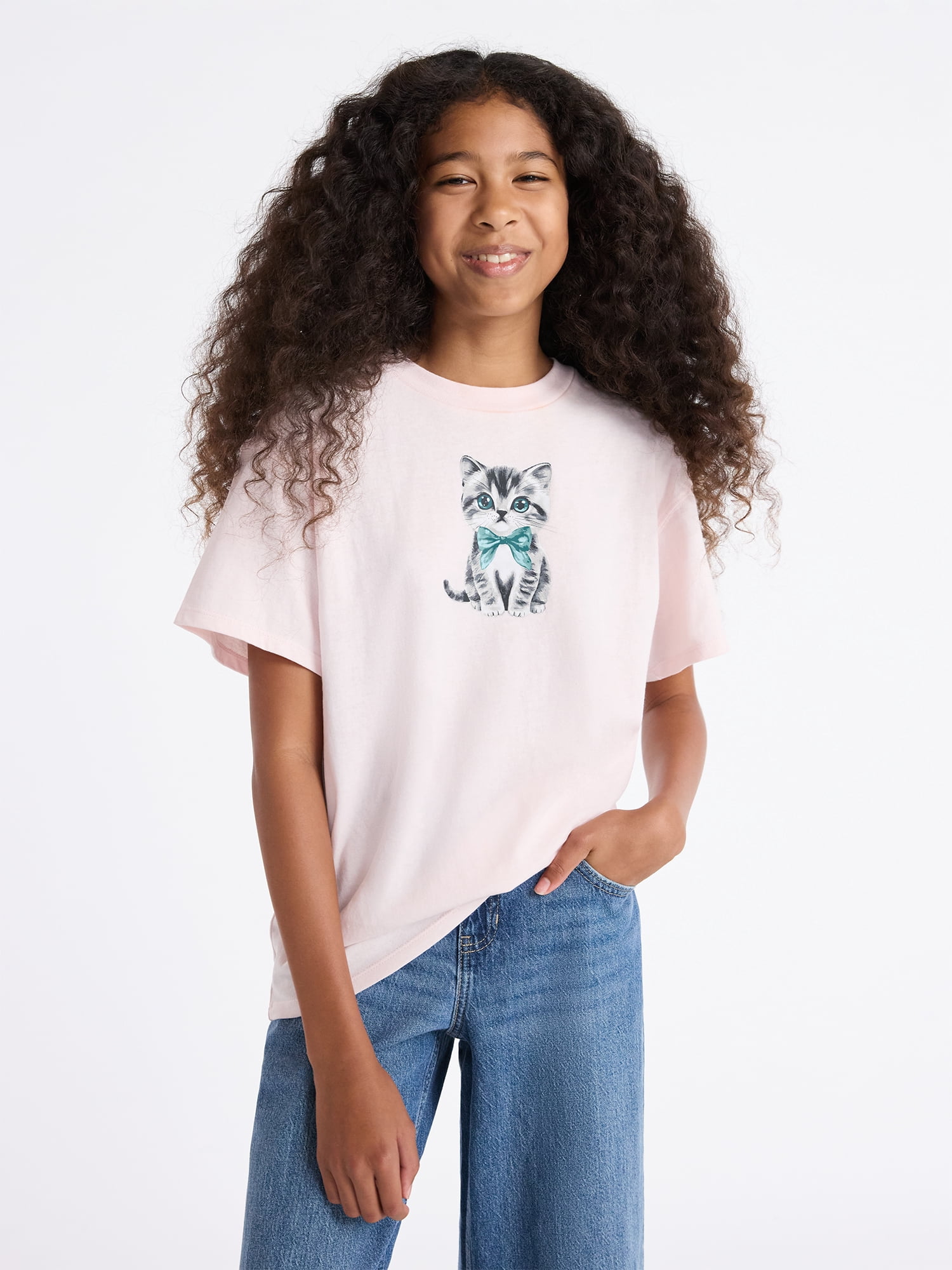 Weekend Academy Girls Short Sleeve Boxy Graphic T-Shirt, Sizes 4-18