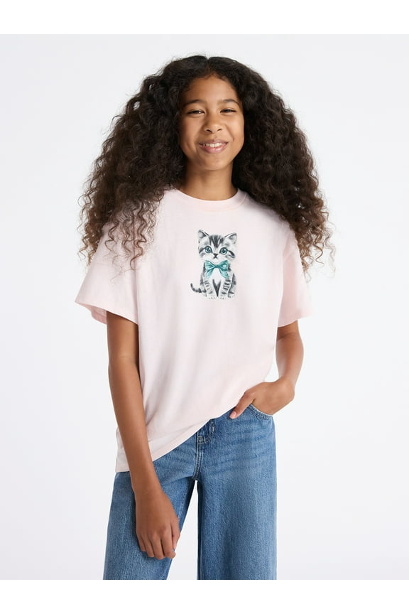 Girls Short Sleeve Boxy Graphic T-Shirt, Sizes 4-18