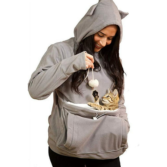 KITTYROO Cat Hoodie, The Original AS SEEN ON TV Kitty Carrying Sweatshirt, with Super Soft Kangaroo Pet Pouch (Large)