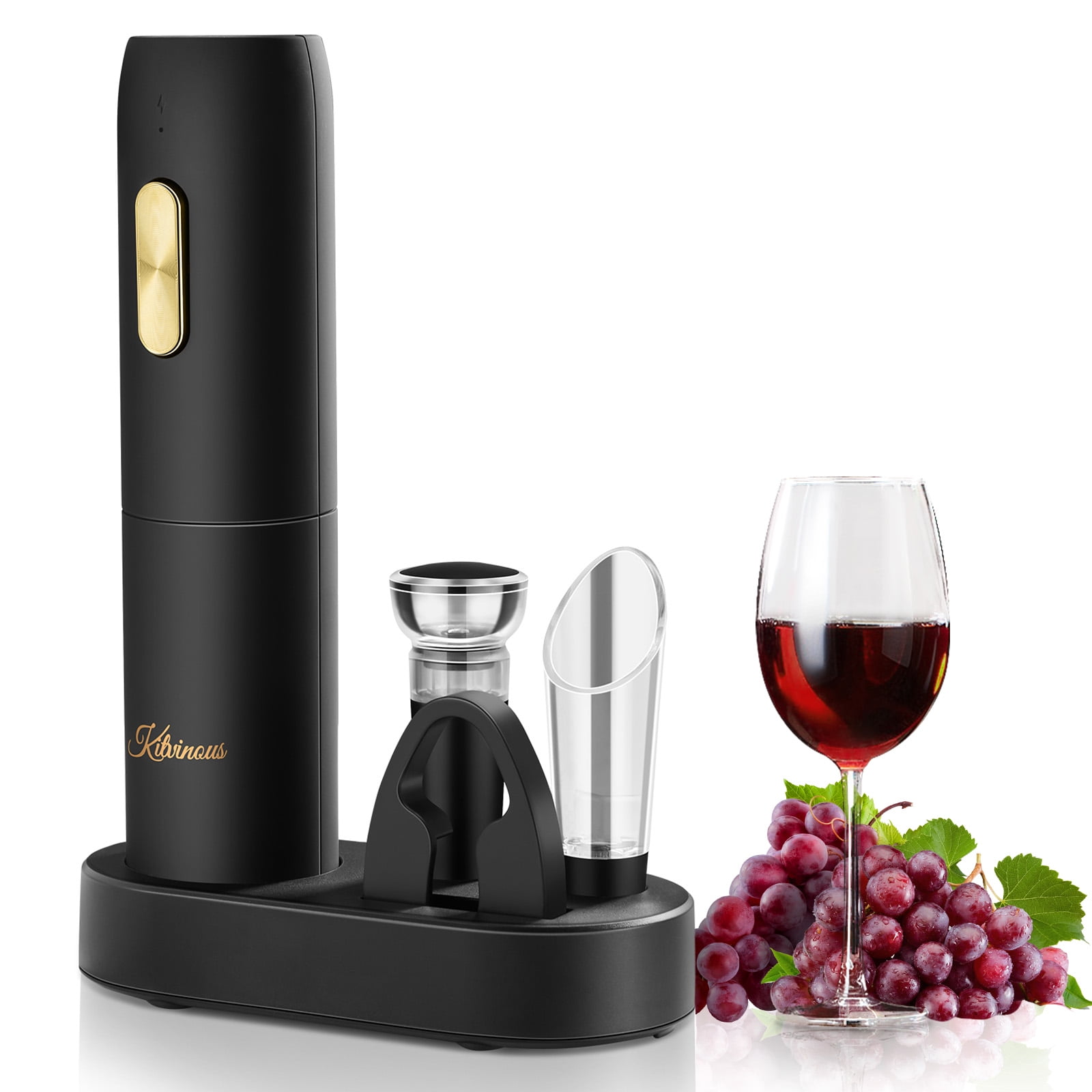 KITVINOUS Electric Wine Opener Set with Charging Base, Reusable Automatic Wine Bottle Opener