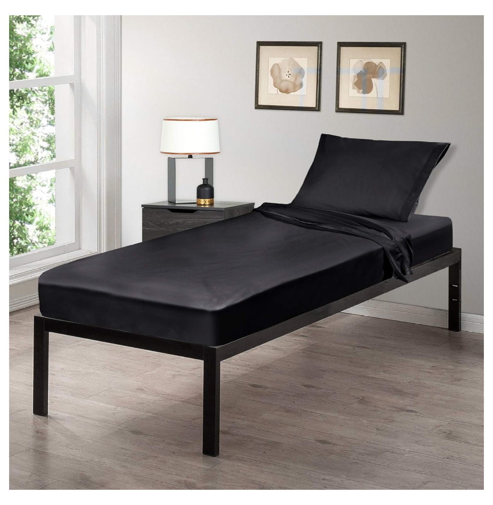 KITYDALK 30 x 75 Cot Size 3 Piece Bed Sheet Set Made of Ultra Soft Cotton Perfect for Camp Bunk Beds RVs Guest Beds Black Walmart