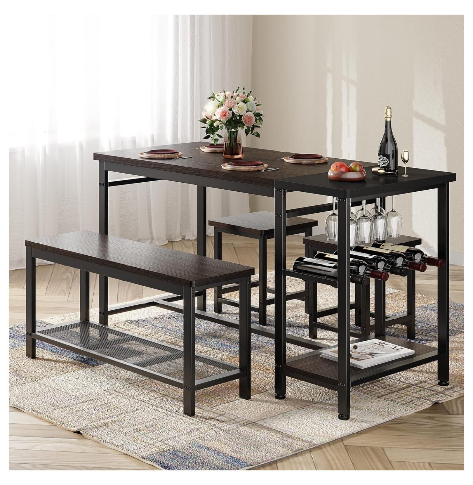 KITYDALK Dining Table Set for 4, Kitchen Table Set 4 Piece Dining Room