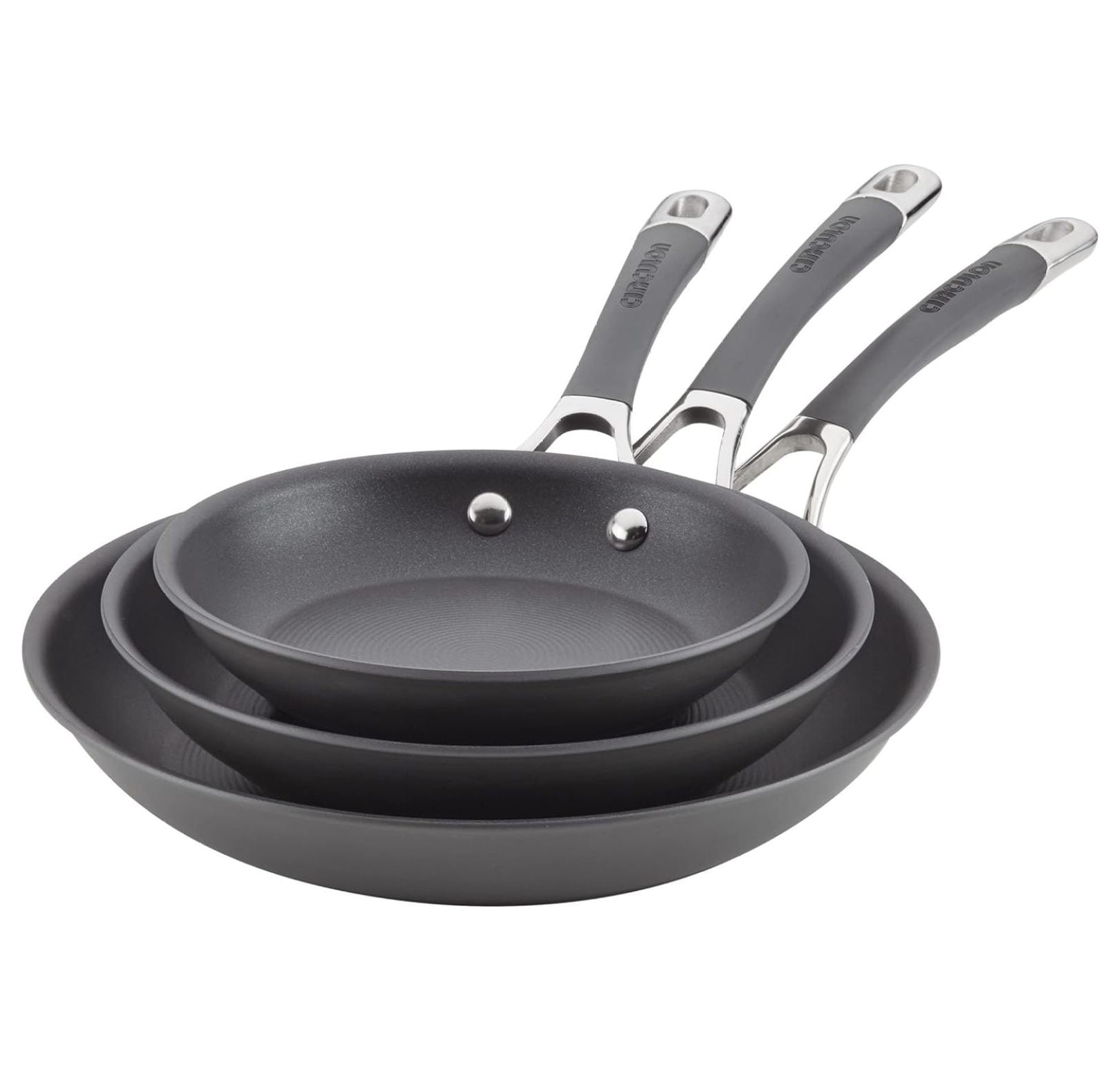 Circulon Radiance Gray Hard-Anodized Nonstick Frying Pan Set, 3-Piece