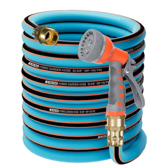 KITYS FATCH FLEXIBLE GARDEN HOSE 50FT 5/8", NEW UPGRADED LEAK-PROOF - BLUE