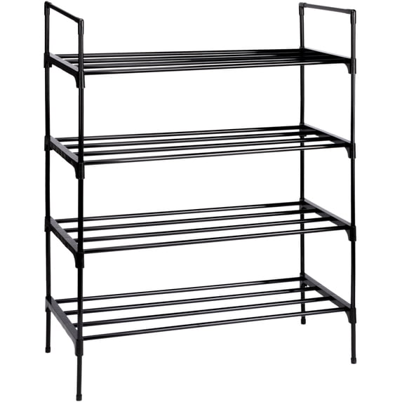 KIVDIT 4-Tier Ventilated Metal Shoe Rack, Tool-Free Shoe Storage Organizer for Dorm Home, Holds Up to 15 Pairs, 31.1 In