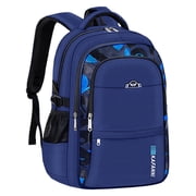 KIVDIT Boys School Backpack, Large Capacity Waterproof Book Bag for Boys, Blue Lightweight Backpack for Elementary Middle High School Teen Boys