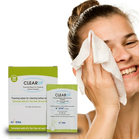 KIVEMA Tea Tree Eye Wipes, Hypoallergenic and Refreshing, 20 Count