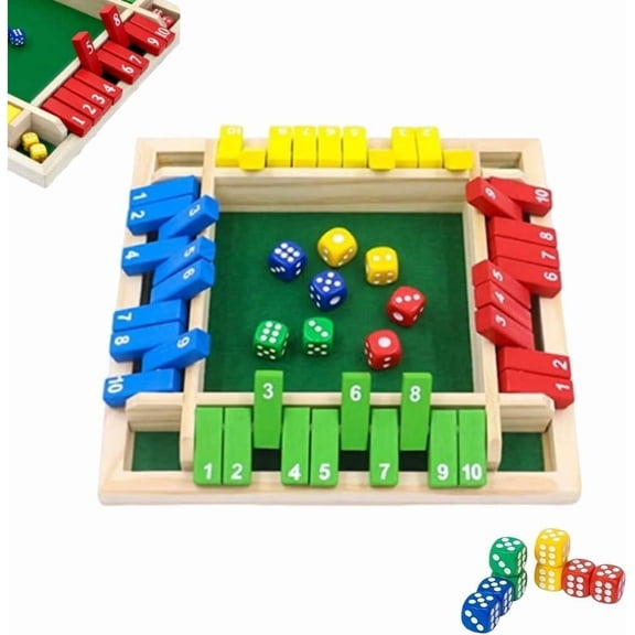KIVIN Shut The Box-Wooden Dice Board Game, Funny Family Shut The Box Game 2-4 Player, Board Games Gift for Family and Friends, Educational Table Math Games for Holiday, Party and Classroom