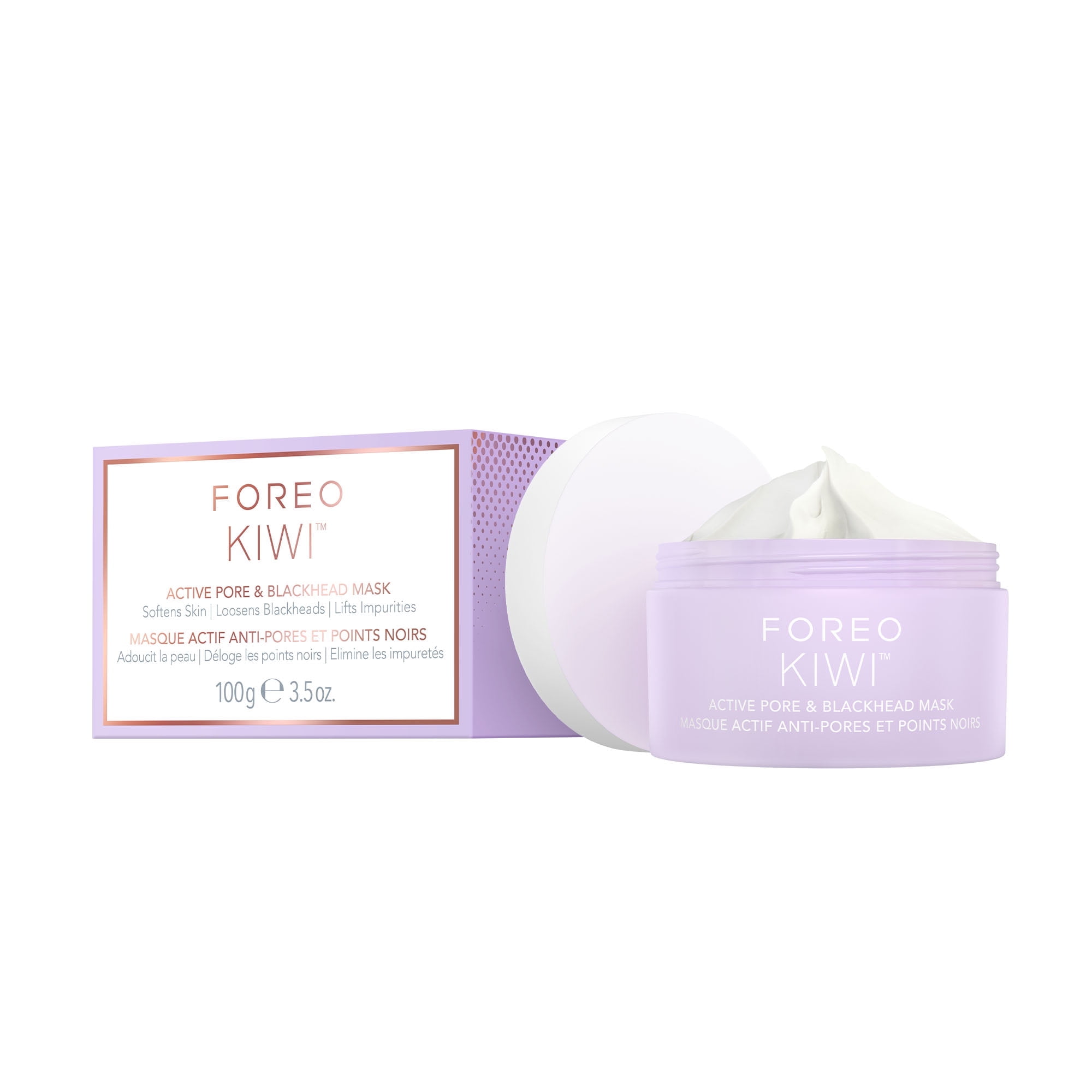 FOREO Kiwi Active Pore & Blackhead Mask, Detoxifying Charcoal Clay Mask, 100g
