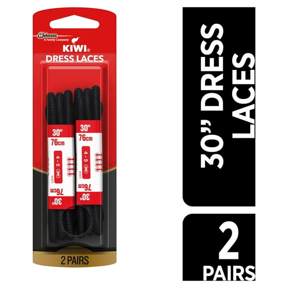 KIWI Dress Round Laces, Black, 30 in (2 Pairs)
