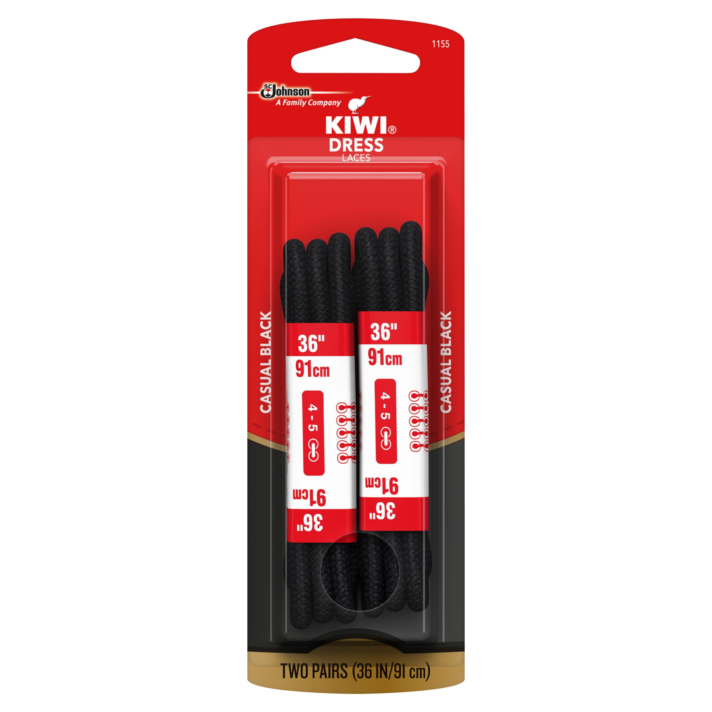KIWI Shoe Laces Dress Round Black 36 in 2 pairs Sneaker Shoe Strings Walmart