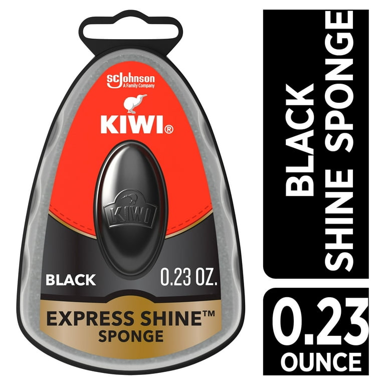 KIWI Express Shoe Shine Sponge Instant Leather Polish Care - Black, 0.23 Fl  Oz - Galaxy Army Navy
