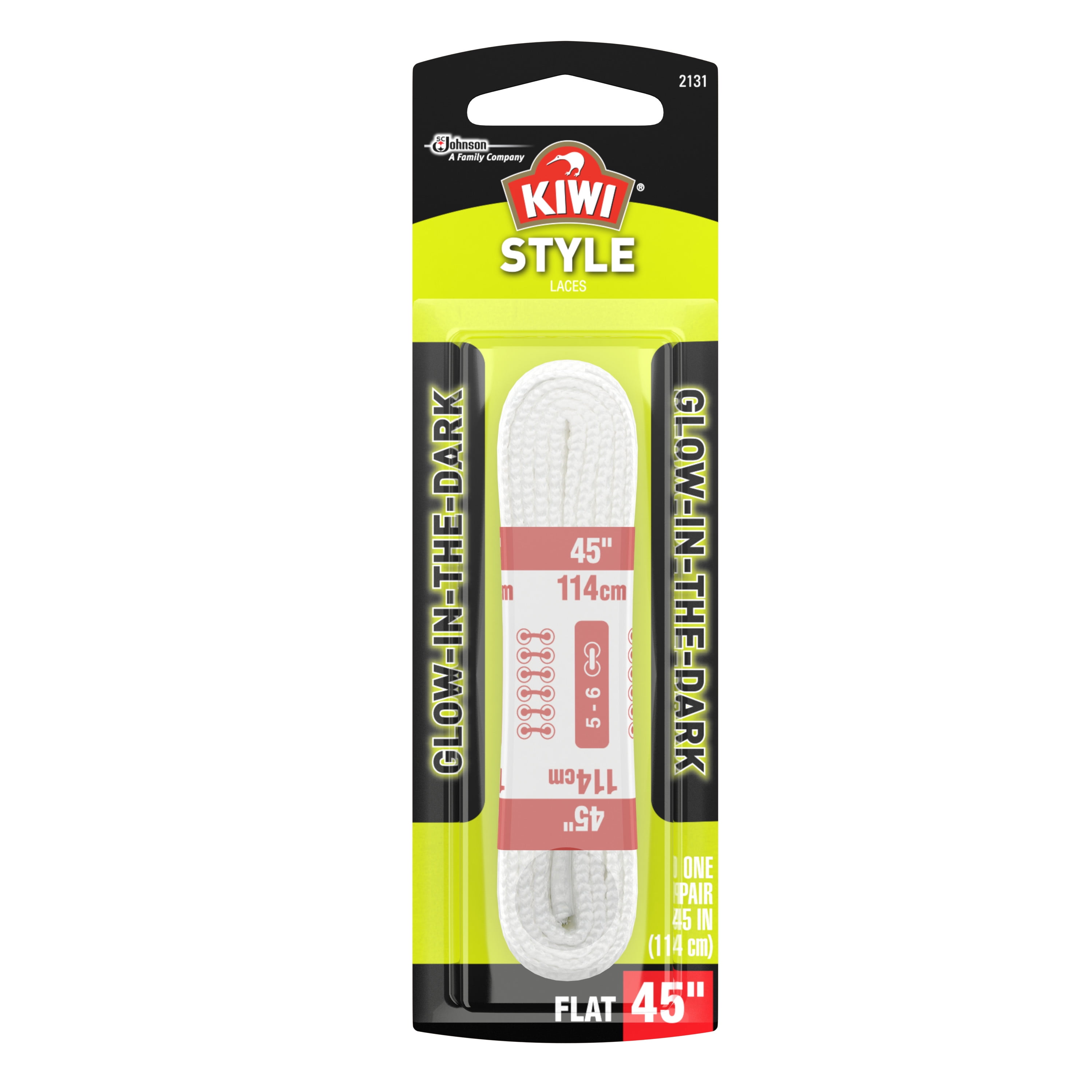 KIWI Flat Laces Glow in the Dark Solid 45" 2 pairs