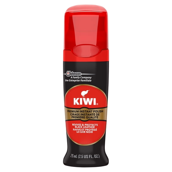 KIWI Instant Shine & Protect, Black Liquid Shoe Polish, 2.5 oz (1 Bottle with Sponge Applicator)